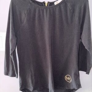 Women's Michael Kors Black 3/4 Sleeve Cotton Top Size M